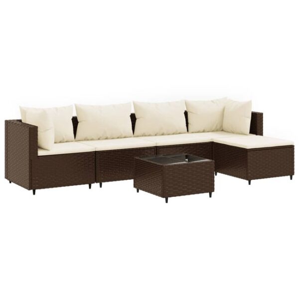 Salon de jardin 6 pcs | Mobilier de jardin | Salon d'extérieur avec coussins Marron Résine tressée CFW73867