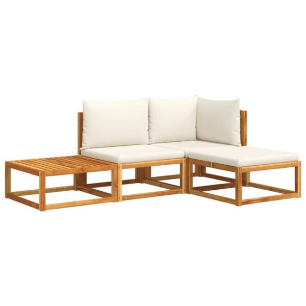 Salon de jardin avec coussins 4 pcs | Mobilier de jardin | Salon d'extérieur bois d'acacia massif CFW74047