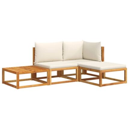 Salon de jardin avec coussins 4 pcs | Mobilier de jardin | Salon d'extérieur bois d'acacia massif CFW74052
