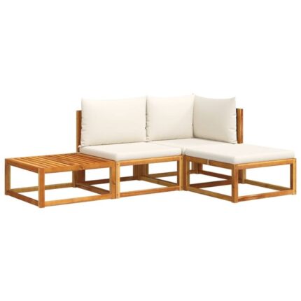 Salon de jardin avec coussins 4 pcs | Mobilier de jardin | Salon d'extérieur bois d'acacia massif CFW74049