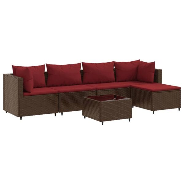 Salon de jardin 6 pcs | Mobilier de jardin | Salon d'extérieur avec coussins Marron Résine tressée CFW73852