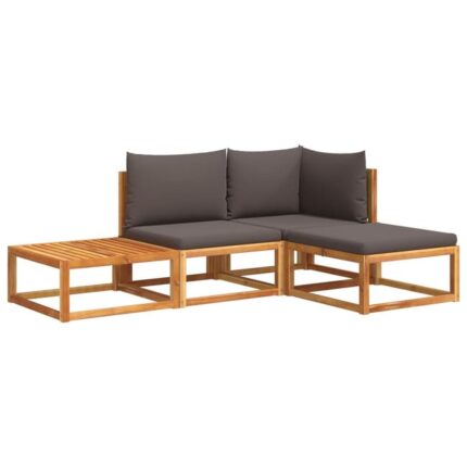 Salon de jardin avec coussins 4 pcs | Mobilier de jardin | Salon d'extérieur bois d'acacia massif CFW74050