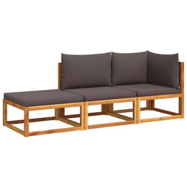 Salon de jardin avec coussins 3 pcs | Mobilier de jardin | Salon d'extérieur bois massif d'acacia CFW74035