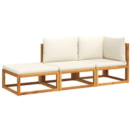 Salon de jardin avec coussins 3 pcs | Mobilier de jardin | Salon d'extérieur bois massif d'acacia CFW74025