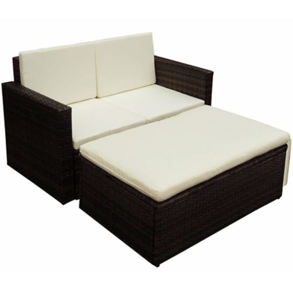 Salon de jardin 2 pcs avec coussins Résine tressée Marron vidaXL