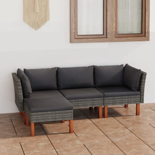 Salon de jardin 4 pcs avec coussins Résine tressée Gris vidaXL