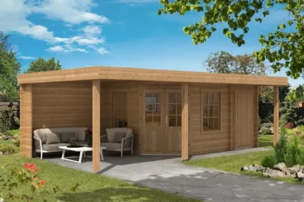 Chalet de jardin Johanna-40 Plus Alpholz, 7.2x4m dim. ext. (cas échéant incl. débord de toit) imprégné, 40mm, 29m² superficie totale