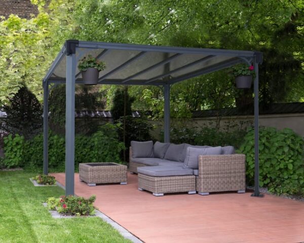 Tonnelle autoportante MILANO 3000, 9.6 m², aluminium et polycarbonate, PALRAM