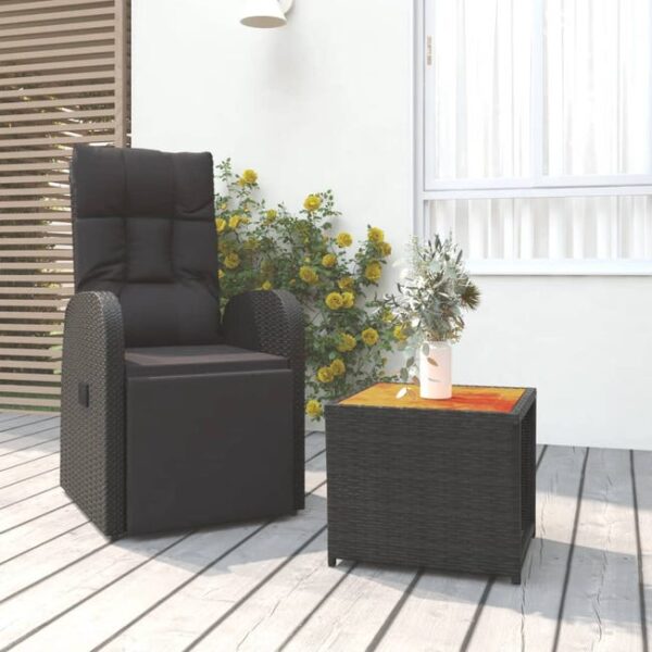 Ensemble de salon de jardin 2 pcs noir poly rotin et acacia vidaXL