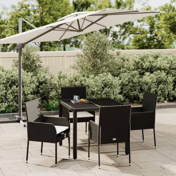 Ensemble à manger de jardin coussins 5pcs Noir Résine tressée vidaXL