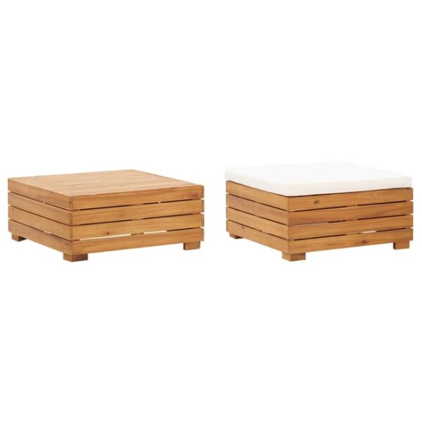 Table et repose-pied de jardin et coussin Bois d'acacia massif vidaXL
