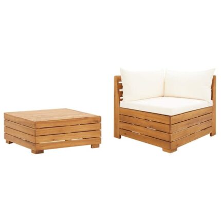 Salon de jardin 2 pcs avec coussins Bois d'acacia solide vidaXL