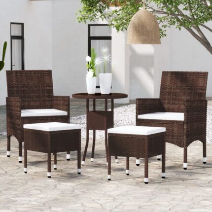 Salon de jardin 5 pcs Résine tressée Marron vidaXL