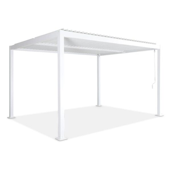 Pergola bioclimatique blanche. aluminium et acier. 3x4m. lames orientables