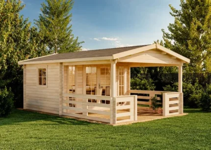 Chalet de jardin Laponie-40 B Alpholz, 4x5.9m dim. ext. (cas échéant incl. débord de toit) naturel, épaisseur paroi : 40mm, 23,8m² totale