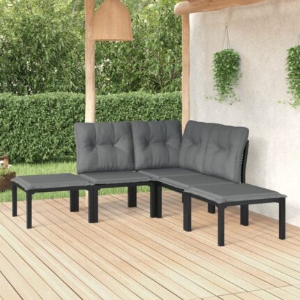 Salon de jardin 5 pcs noir et gris résine tressée vidaXL
