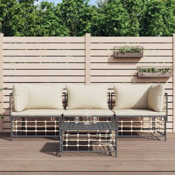 Salon de jardin 4 pcs avec coussins anthracite résine tressée vidaXL