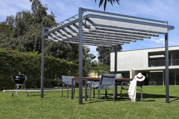 Tonnelle autoportant NATERIAL Elysia aluminium gris anthracite, 10.9 m²