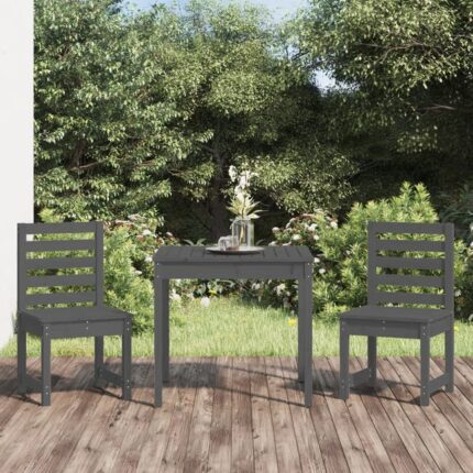 Ensemble de bistrot de jardin 3 pcs gris bois de pin massif vidaXL