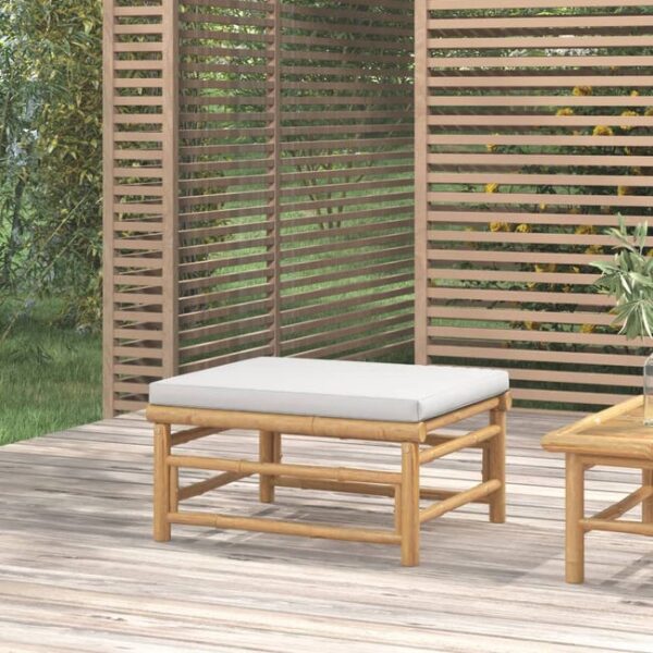 Repose-pieds de jardin avec coussin gris clair bambou vidaXL