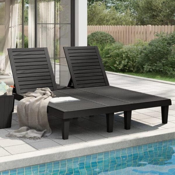Chaise longue double noir 155x138x83 cm polypropylène vidaXL