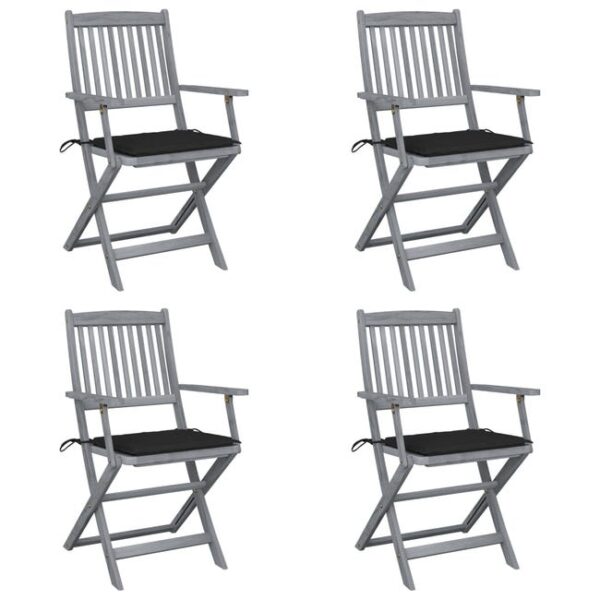 Chaises pliables d'extérieur lot de 4 et coussins Bois d'acacia vidaXL