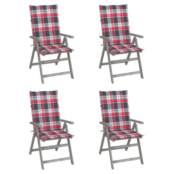 Chaises inclinables de jardin lot de 4 et coussins Bois acacia vidaXL