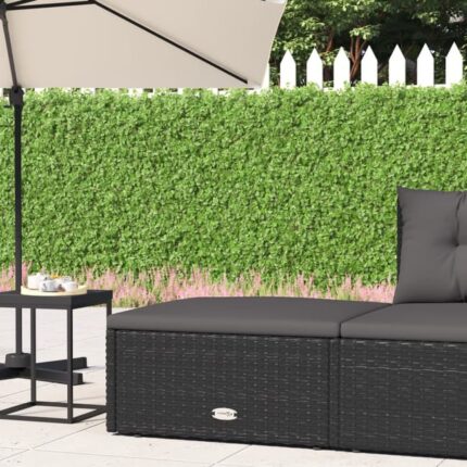 Tabouret de jardin avec coussin noir résine tressée vidaXL