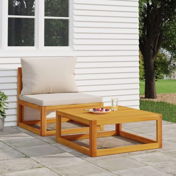 Salon de jardin avec coussins 2 pcs bois massif acacia vidaXL