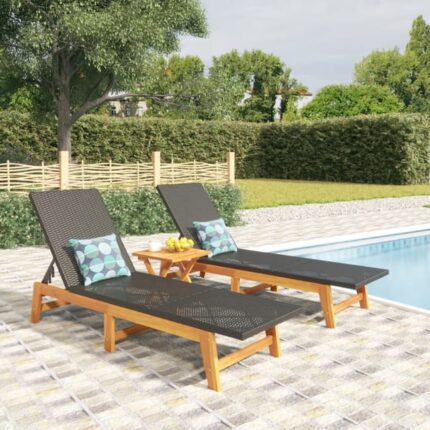 Salon de jardin 3 pcs résine tressée et bois massif d'acacia vidaXL