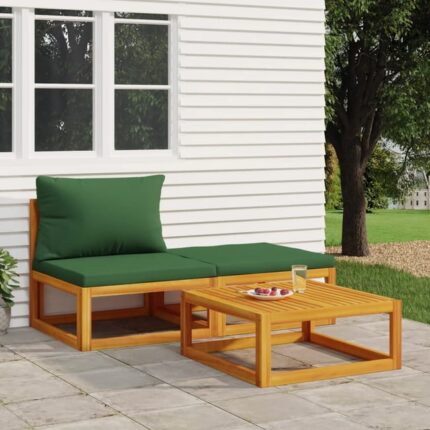 Salon de jardin 3 pcs avec coussins bois massif d'acacia vidaXL