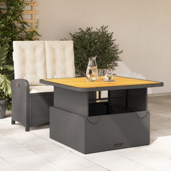 Ensemble à manger de jardin coussins 2pcs noir résine tressée vidaXL