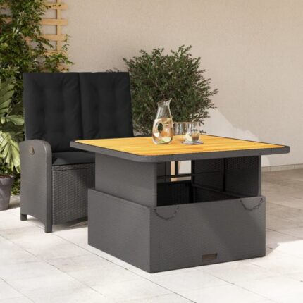 Ensemble à manger de jardin coussins 2pcs noir résine tressée vidaXL