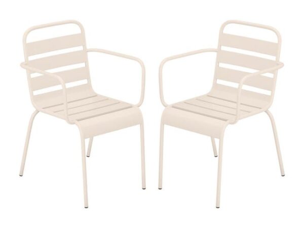 Lot de 2 fauteuils de jardin empilables en métal - Beige - MIRMANDE de MYLIA