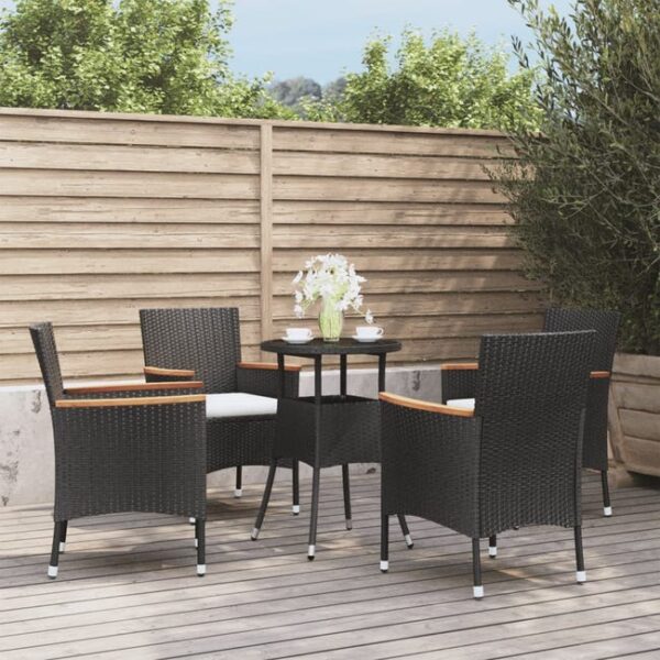 Ensemble de bistro de jardin 5 pcs coussins noir poly rotin vidaXL