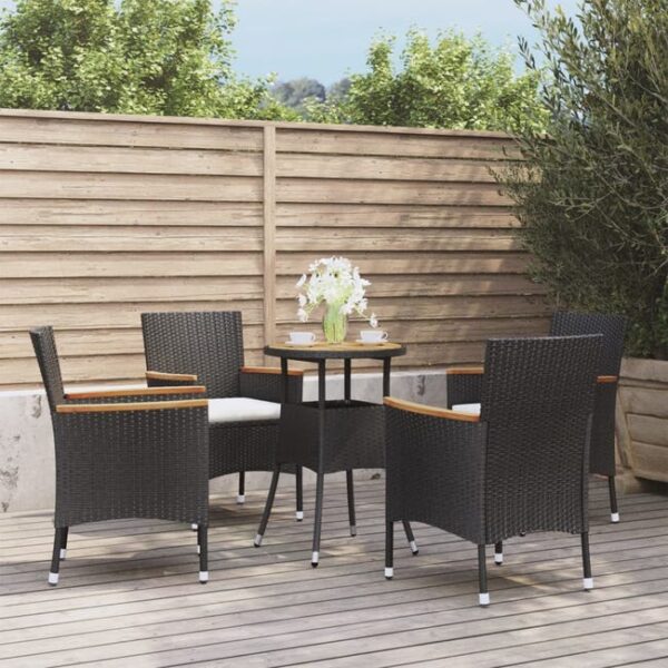 Ensemble de bistro de jardin 5 pcs coussins noir poly rotin vidaXL