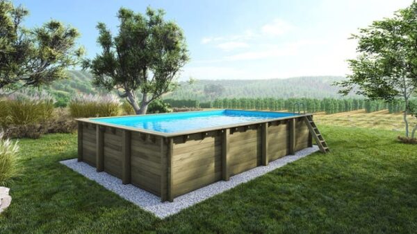 Piscine de jardin en bois - 8,20x5,20 x H.1,45m - avec filtration - BAS759OSP - ALTANKA