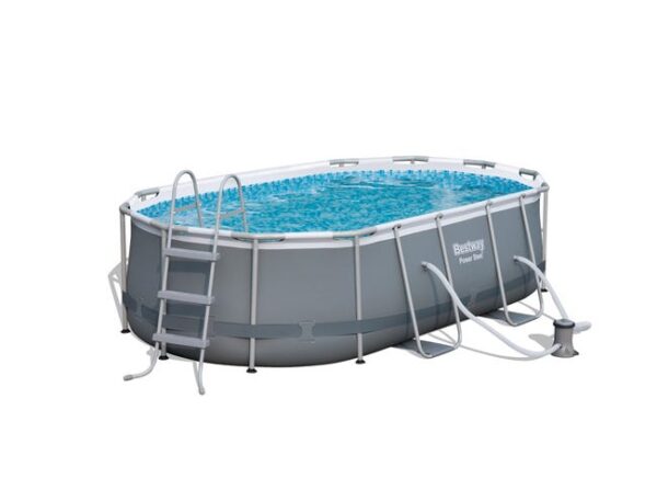 Piscine hors-sol POWERSTEEL BESTWAY, L.4,27 m x l.2,5 m x H. 1 m, ovale