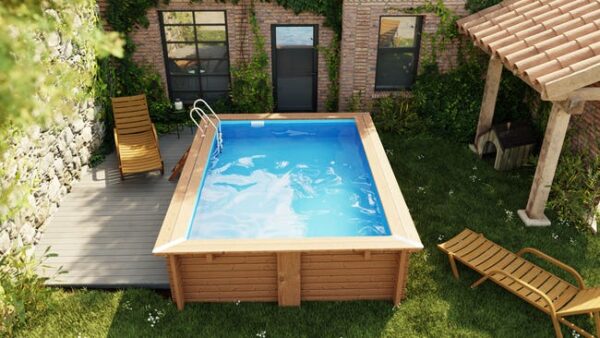 Piscine hors-sol, bois GRE, rectangulaire x L.4.2 x l.2.7m