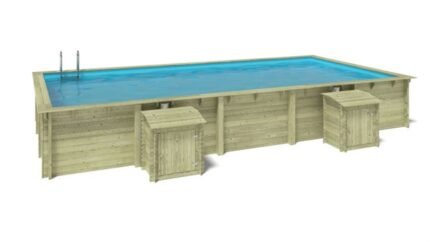 Piscine de jardin en bois - 10,20x5,20 x H.1,44 m - avec filtration et coffre de filtration - BAS761OSP+SZA6 - ALTANKA