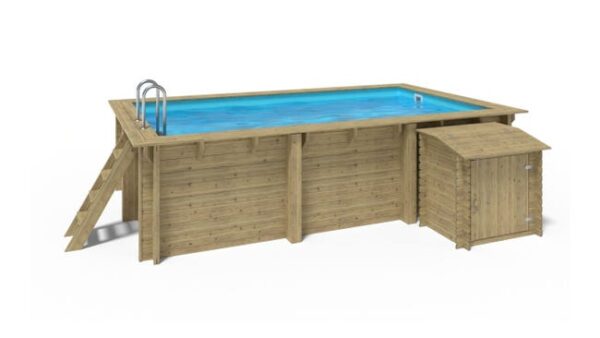 Piscine de jardin en bois - 5x3 x H.1,25 m - avec filtration et coffre de filtration - BAS786OSP+SZA7 - ALTANKA