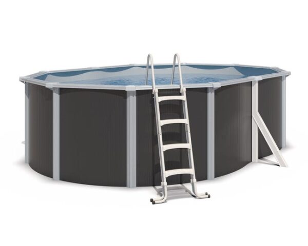 Piscine hors sol acier ovale 4,90 x 3,65 x 1,32 m anthracite VARUNA