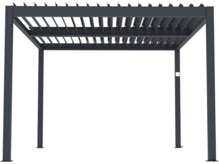 Pergola bioclimatique électrique avec led "Windsor" en aluminium 3 x 4 - Gris