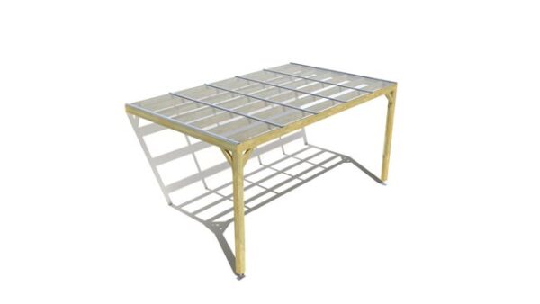 Pergola bois • 5m x 3m • adossée • sens largeur • couverture étanche transparente incluse • livraison comprise