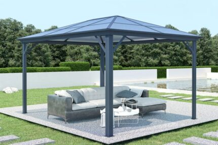 Kiosque de jardin alu GRACE 4x3 m Gris anthracite