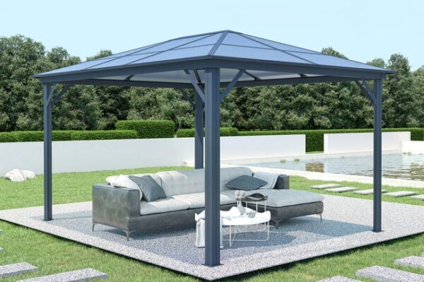 Kiosque de jardin alu GRACE 4x3 m Gris anthracite
