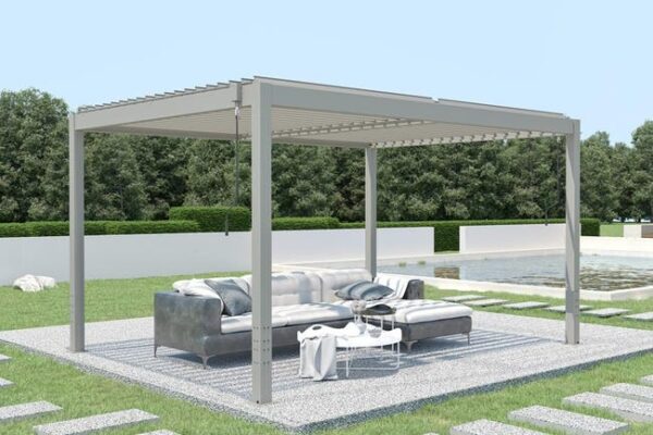 Pergola Bioclimatique SANTA 4x3 m autoportée Aluminium Taupe