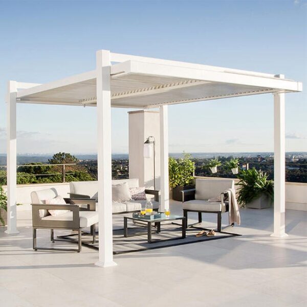 Pergola autoportante NATERIAL Odyssea / persea aluminium blanc, 11.52 m²