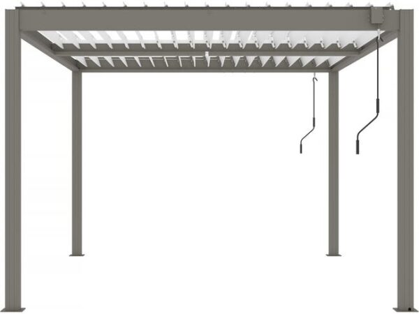 Pergola bioclimatique avec led "Windsor" en aluminium 3 x 4 - Taupe