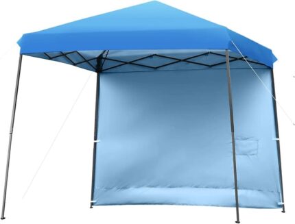 Tonnelle de Jardin 3x3m -Hauteur Réglable avec Parois Latérales Amovibles et Sac à roulettes Bleu